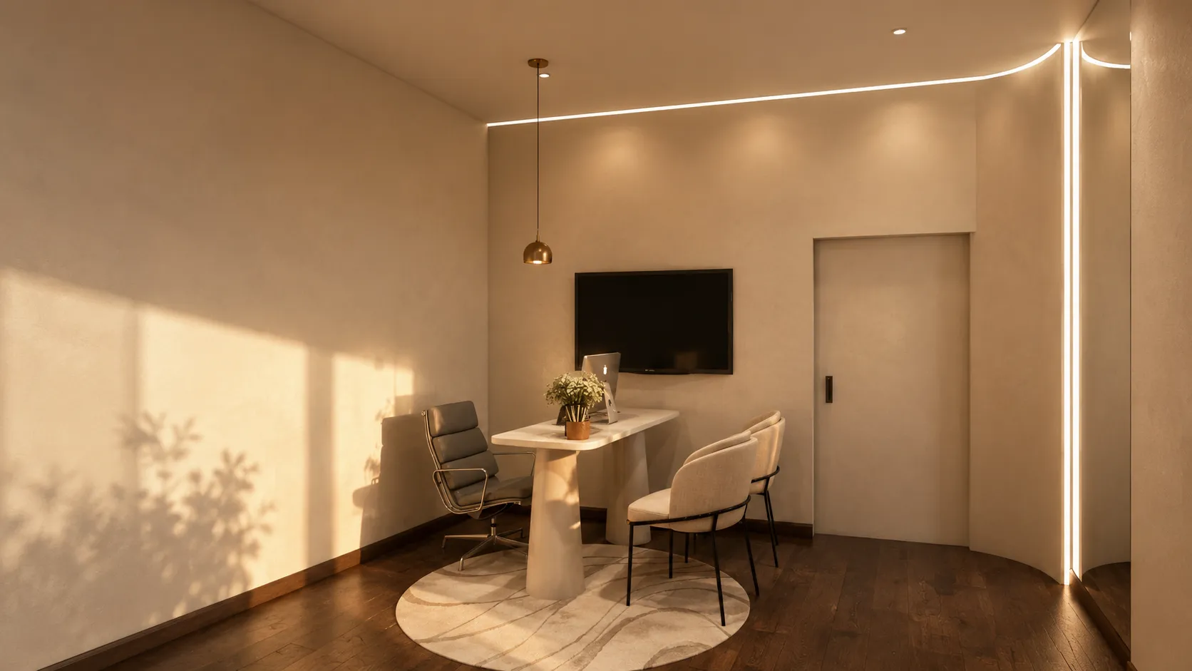 ภายในห้องปรึกษาคลินิกเดิร์มาโทโลจี premium minimalist