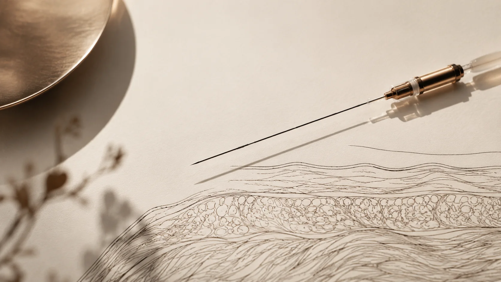 ภาพประกอบเข็ม Cannula สอดใต้ผิวเพื่อตัดพังผืดรักษาหลุมสิว