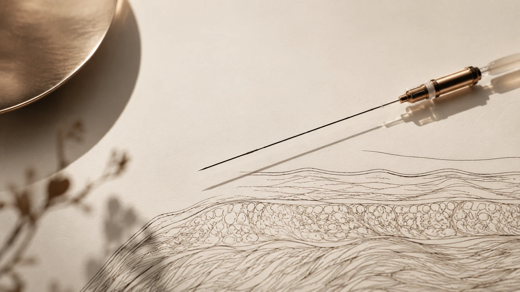 ภาพประกอบเข็ม Cannula สอดใต้ผิวเพื่อตัดพังผืดรักษาหลุมสิว